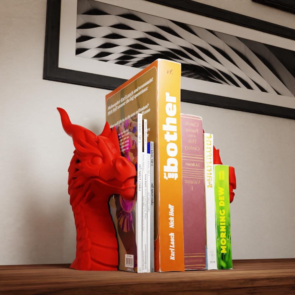 Dragon Book Holder – Fantasy-Themed 3D Printed Shelf Decor by Cubee x KrakenSTL