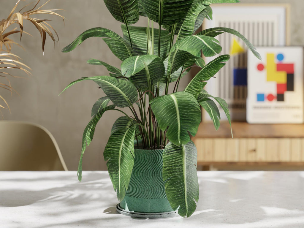 Wave Pattern Planter with Base: Modern Indoor Plant Pot