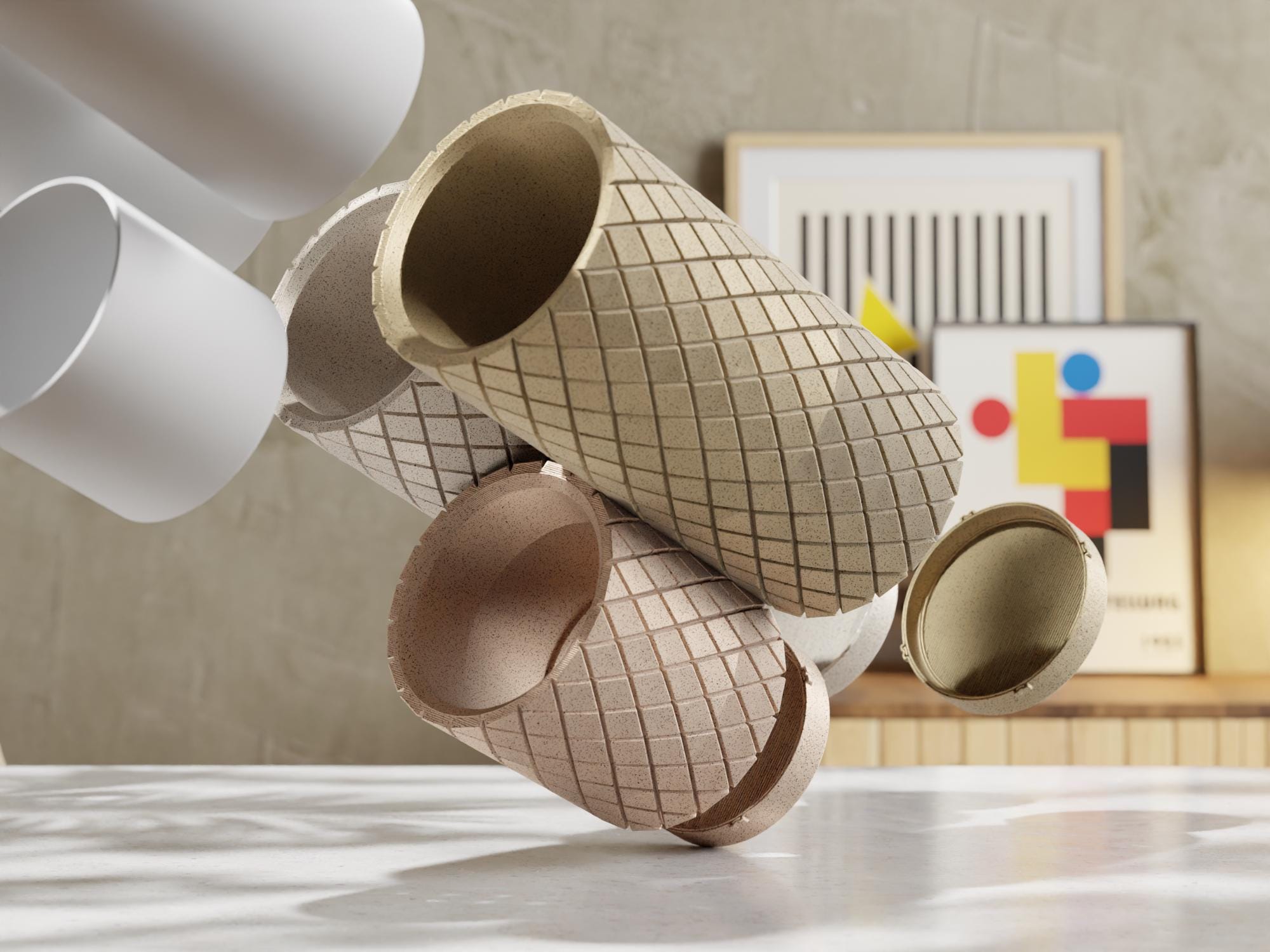 3D Printed Geometric Medium Planter: Modern Plant Pot with Drainage