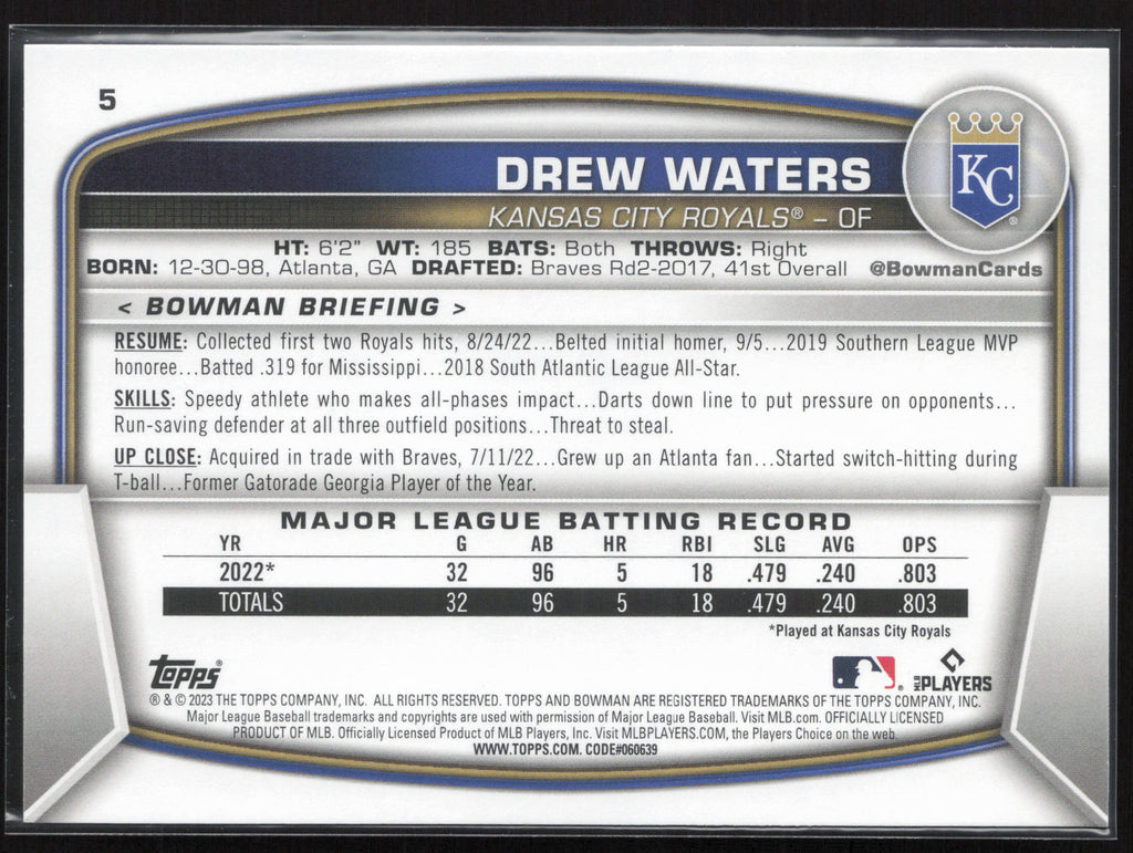 2023 Bowman #5 Drew Waters