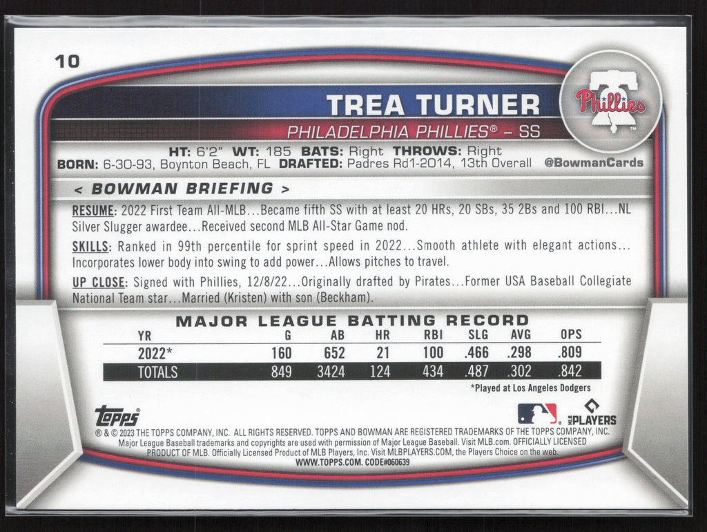 2023 Bowman #10 Trea Turner