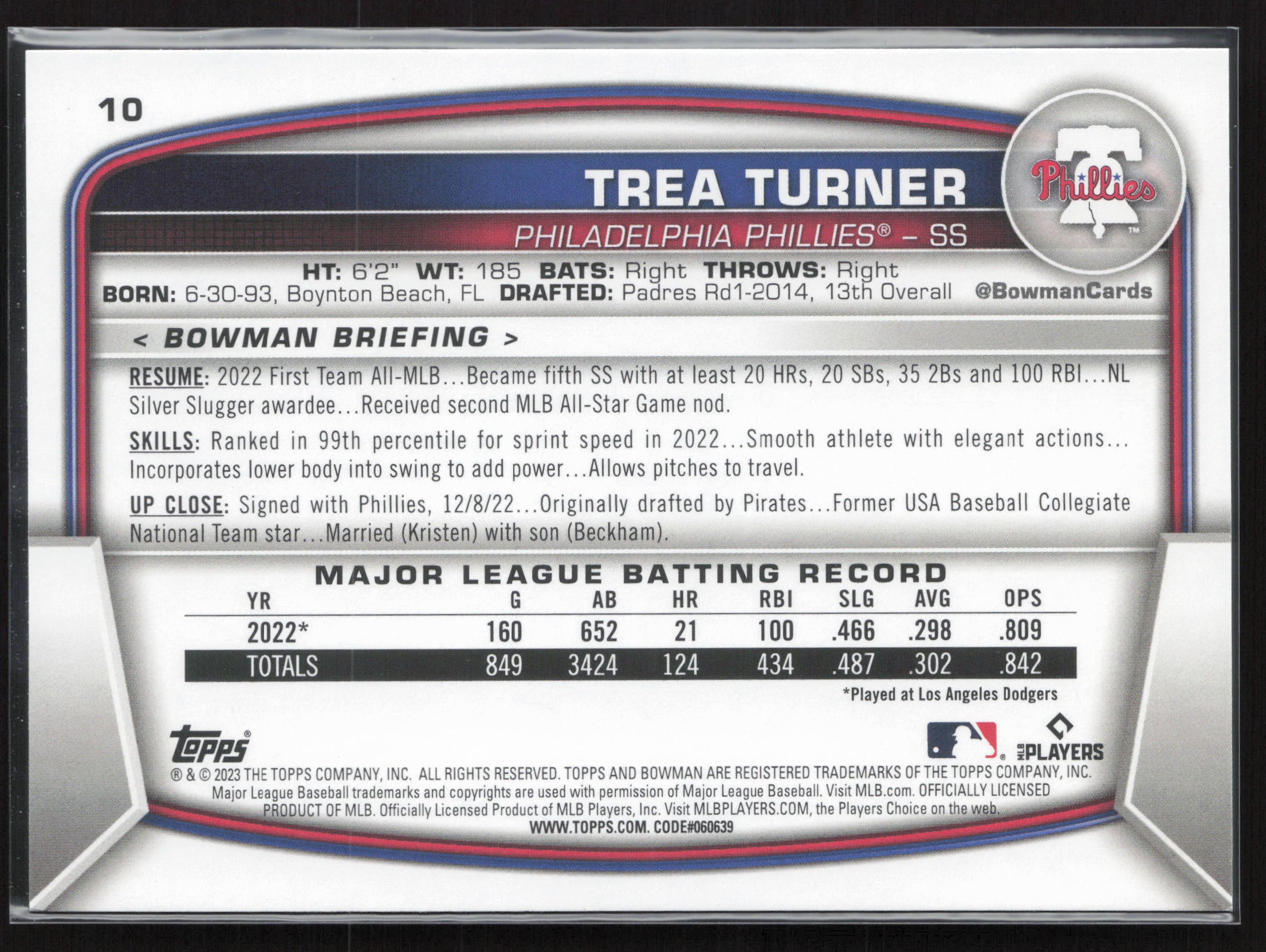 2023 Bowman #10 Trea Turner