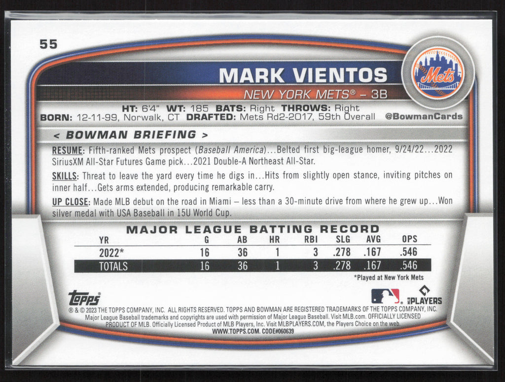2023 Bowman #55 Mark Vientos