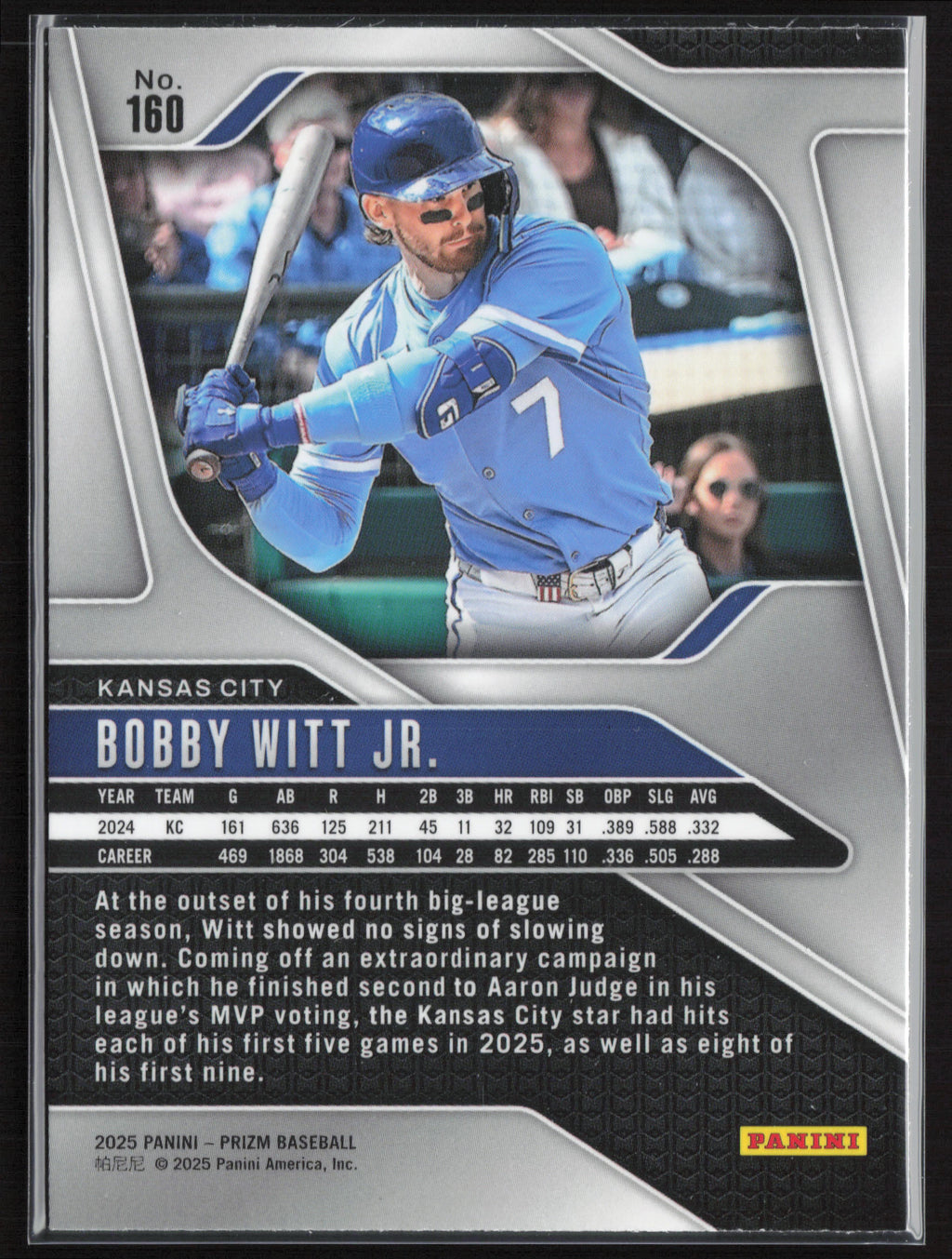 2025 Panini Prizm #160 Bobby Witt Jr.