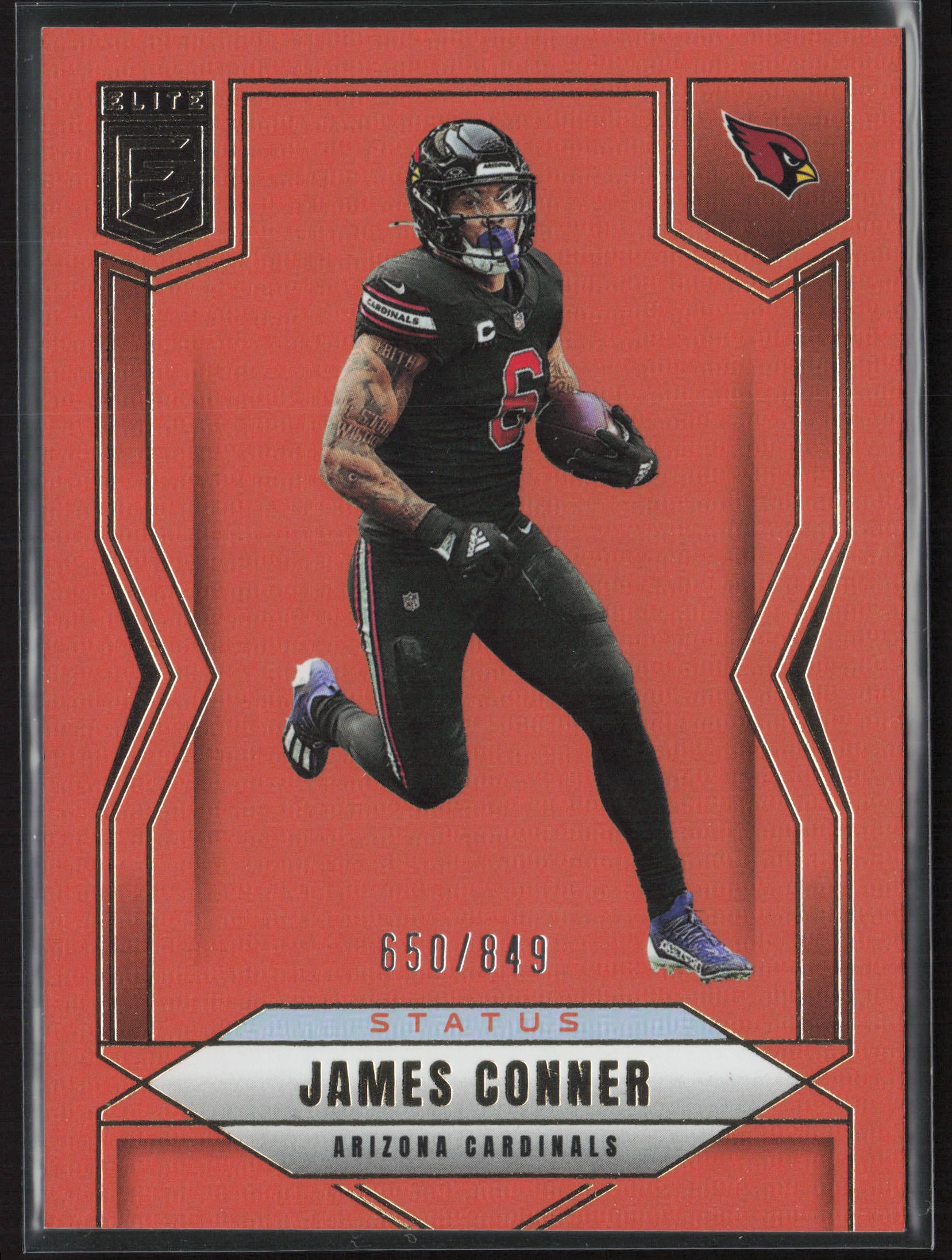 2025 Donruss Elite #9 James Conner Status Metallic Orange #/849