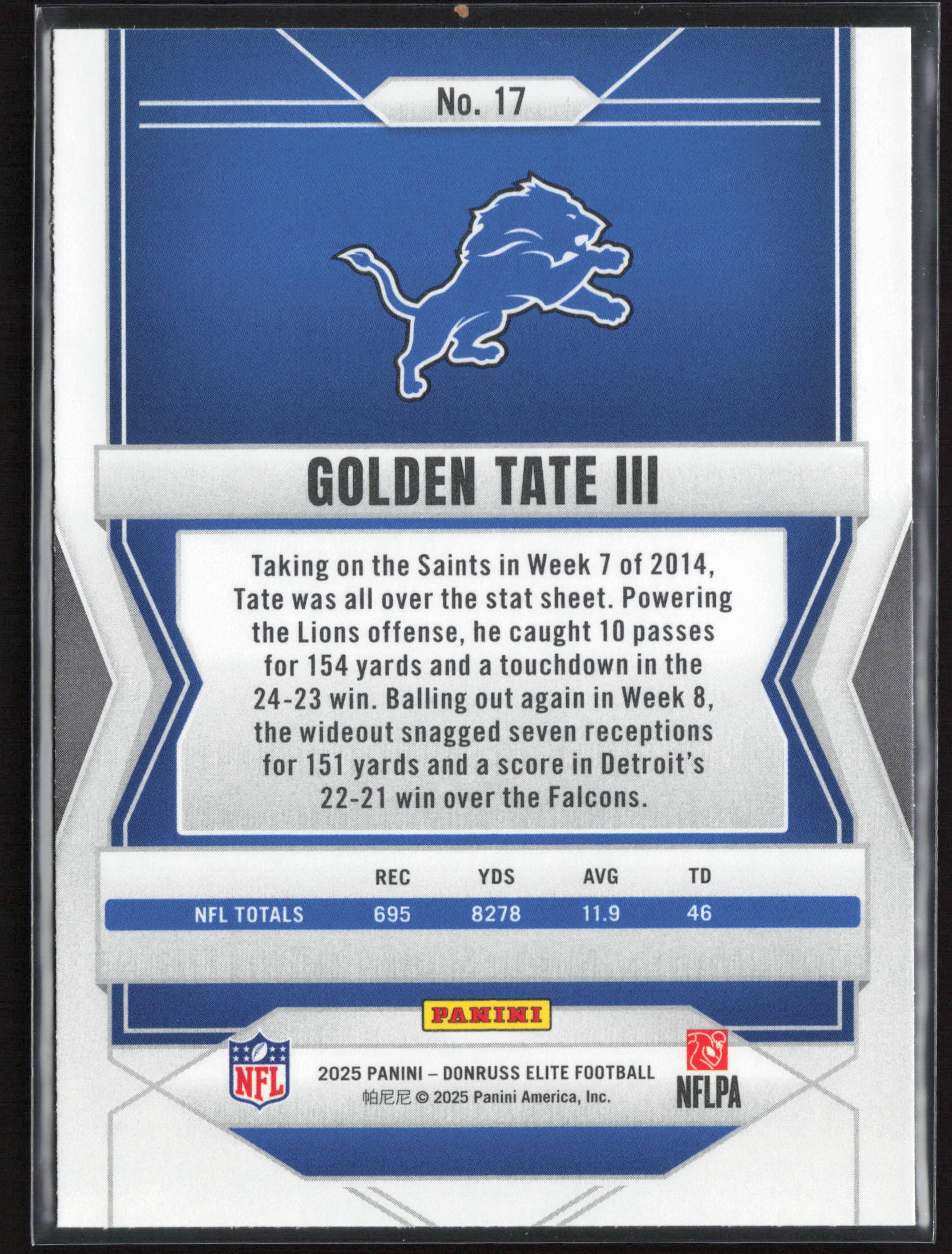 2025 Donruss Elite #17 Golden Tate III
