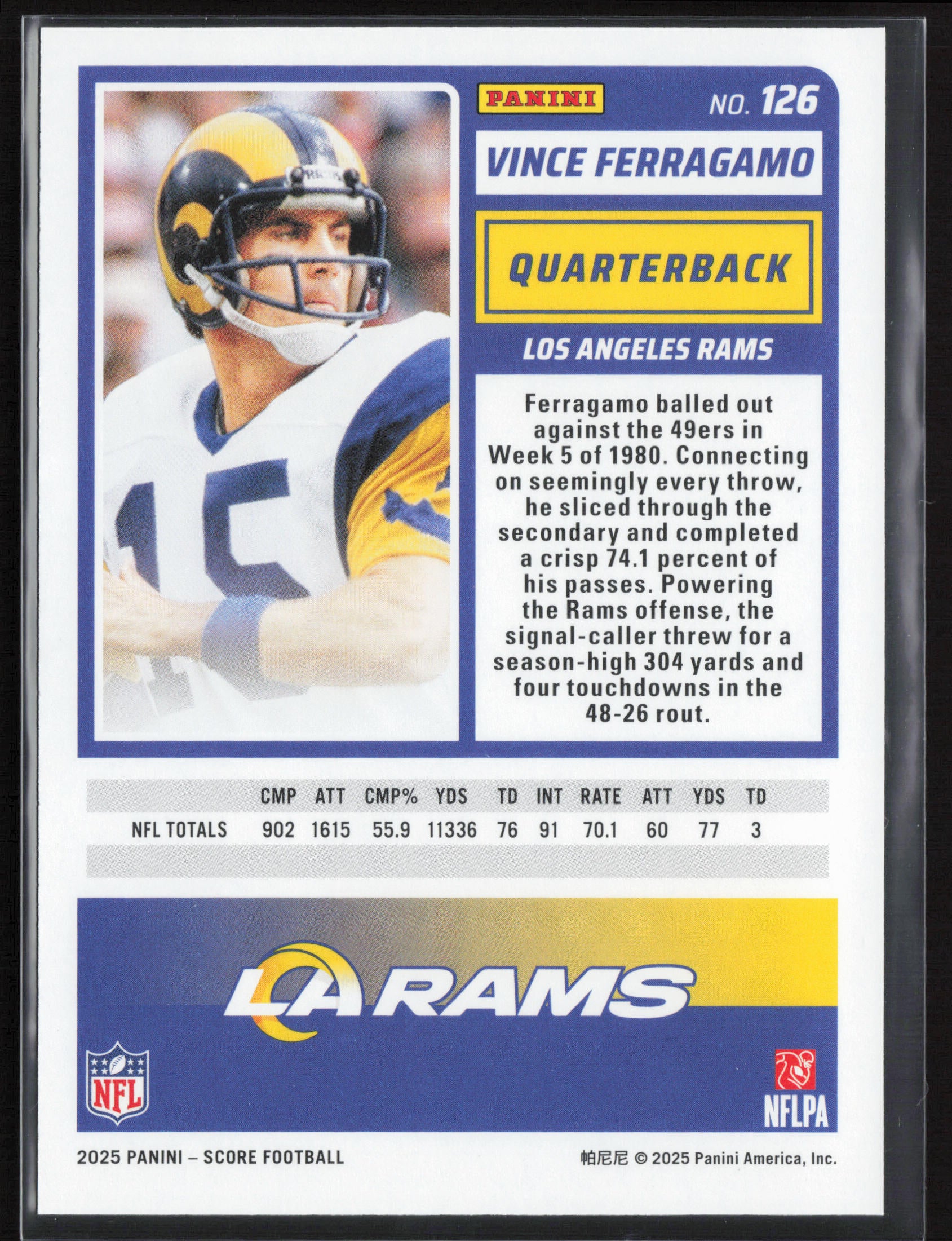 2025 Score #126 Vince Ferragamo