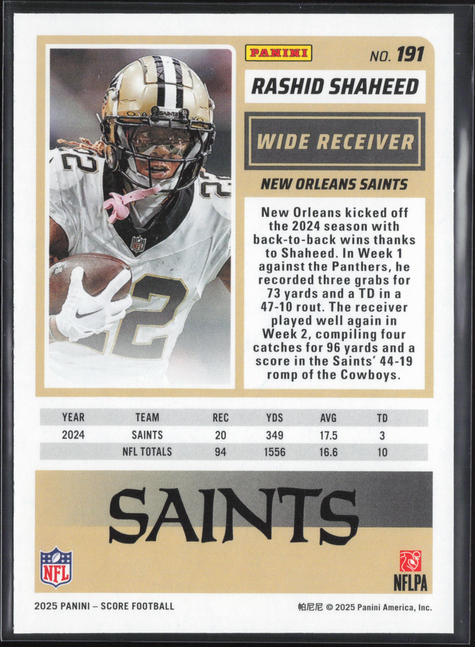 2025 Score #191 Rashid Shaheed Dots Blue #/399