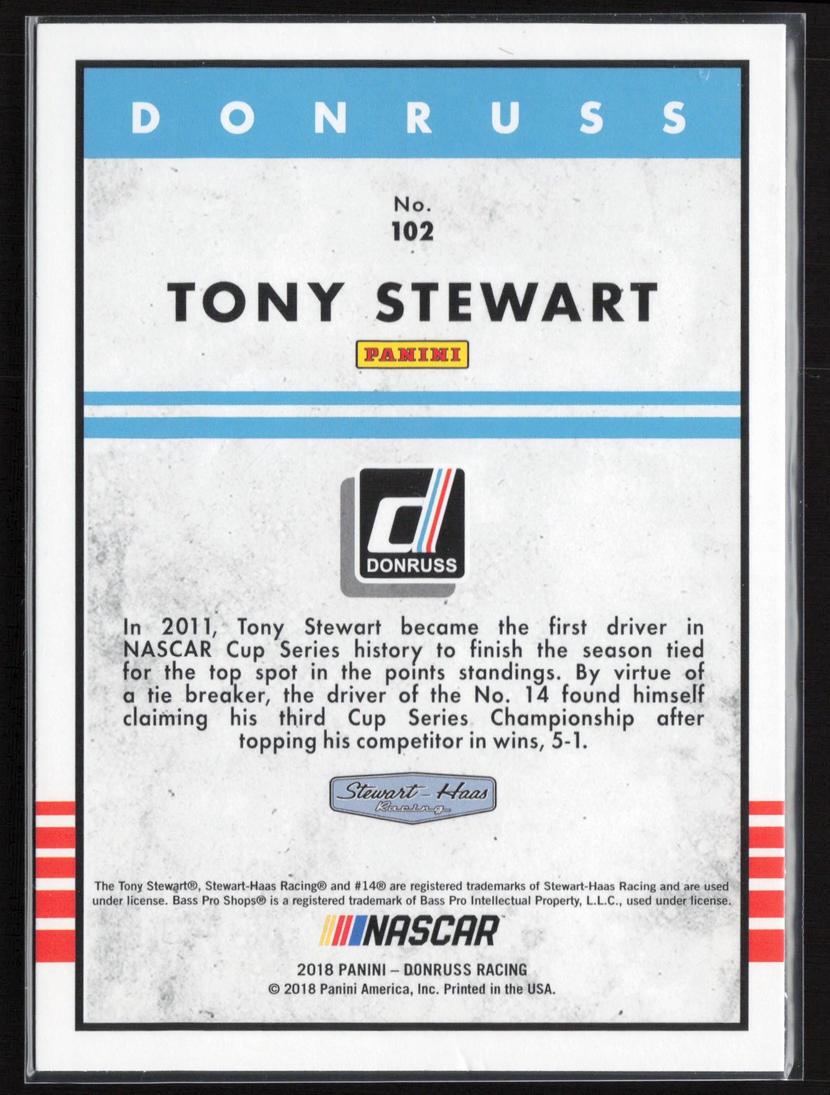 2018 Donruss #102a Tony Stewart