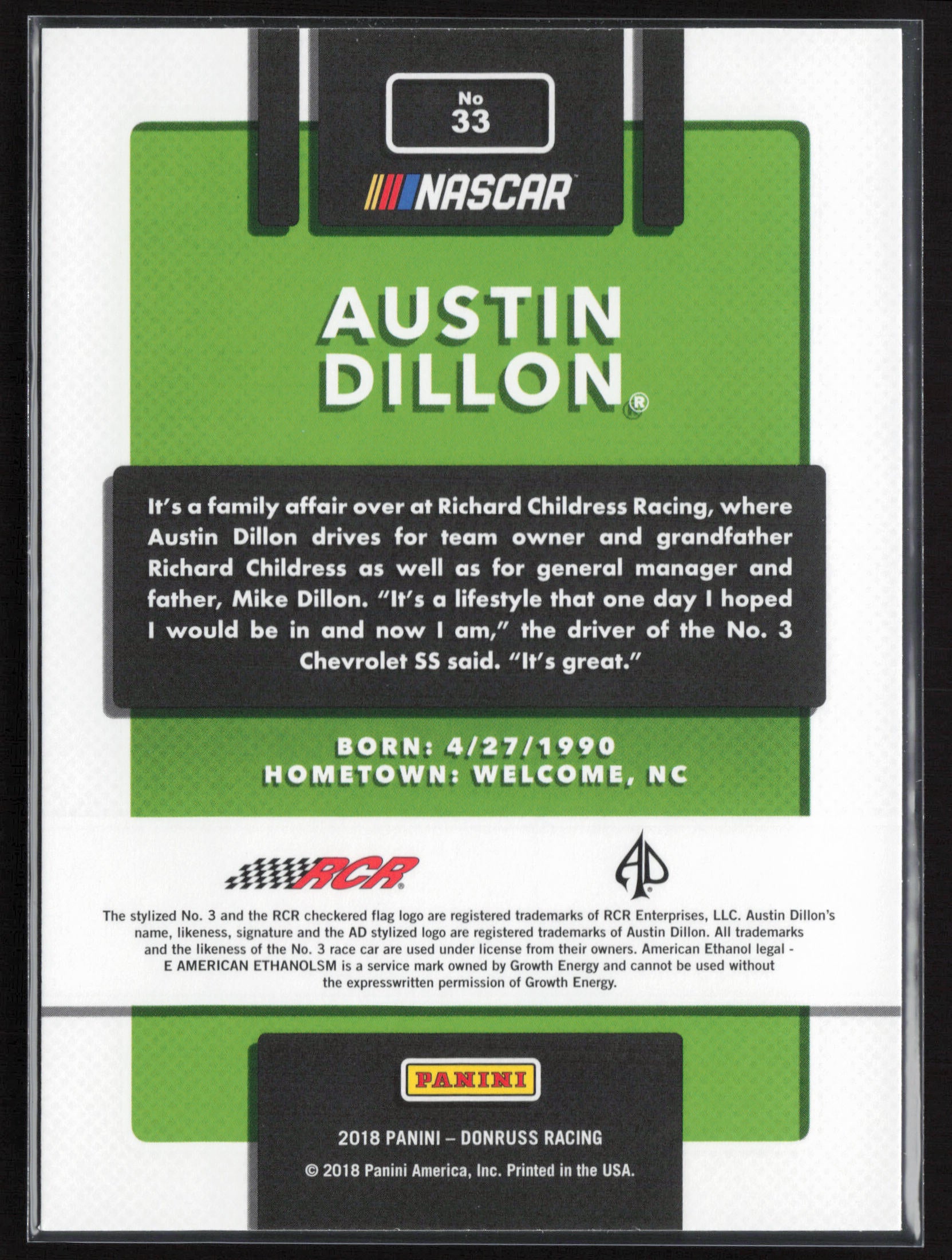 2018 Donruss #33b Austin Dillon