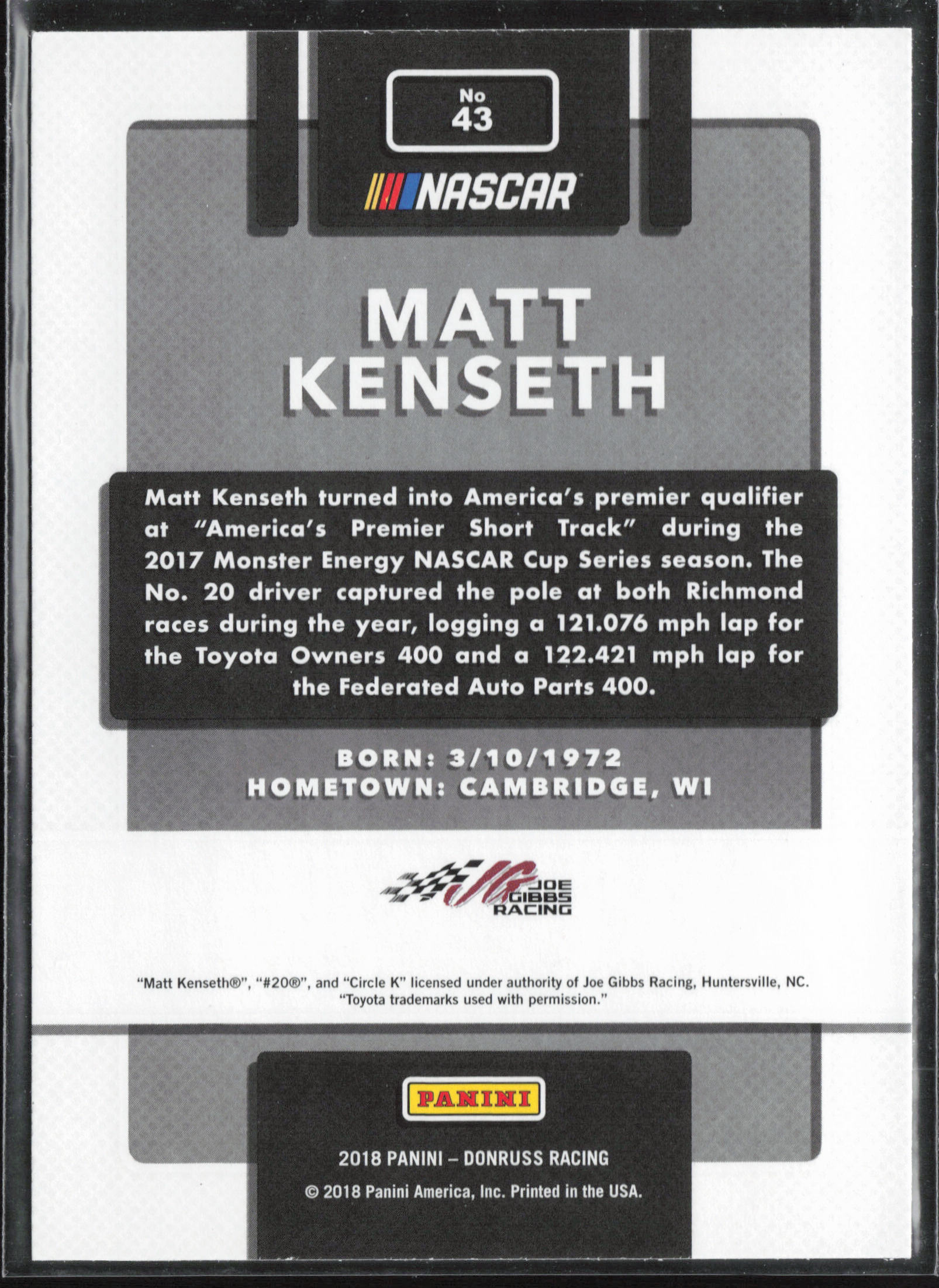 2018 Donruss #43b Matt Kenseth