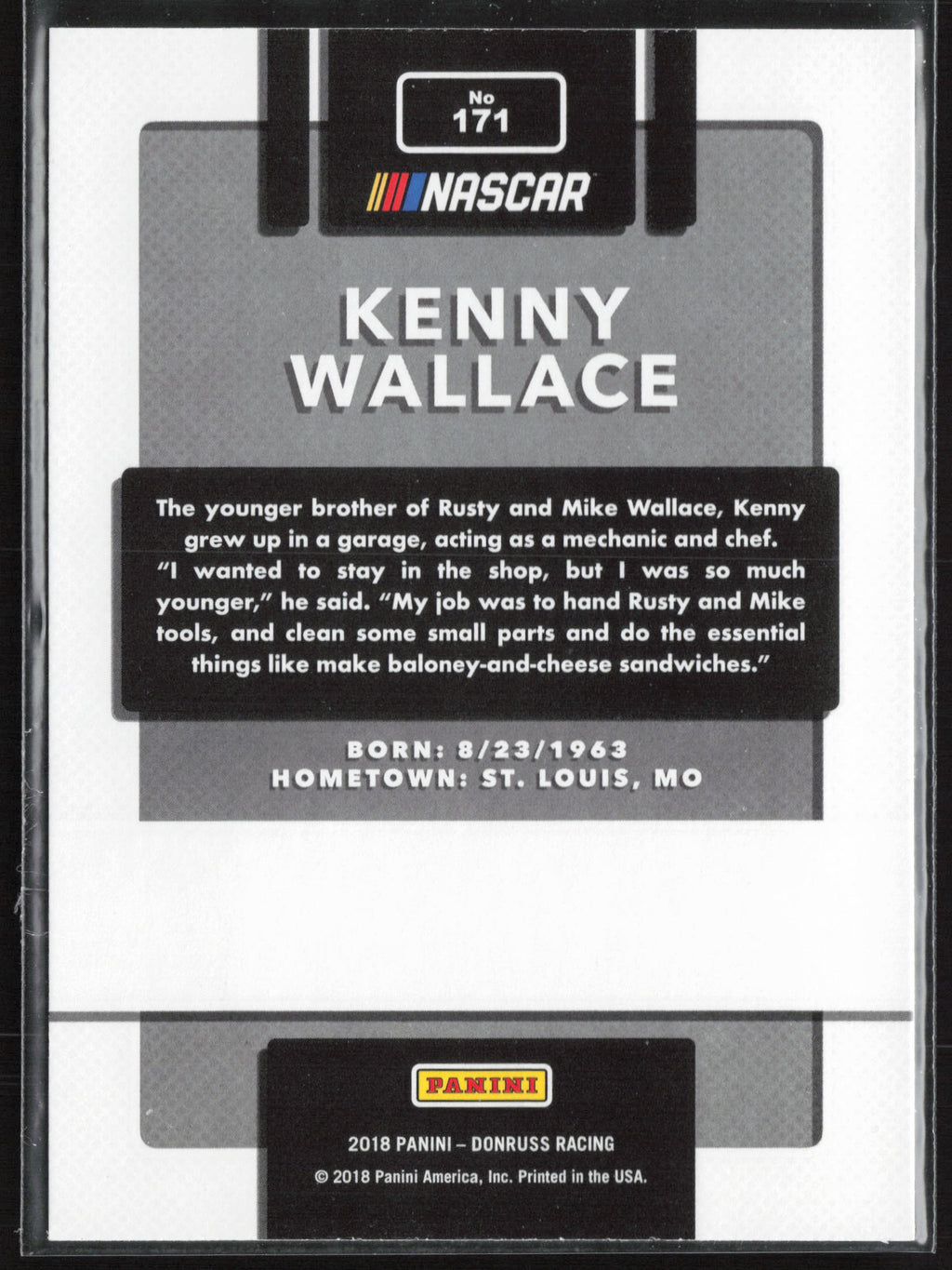 2018 Donruss #171 Kenny Wallace