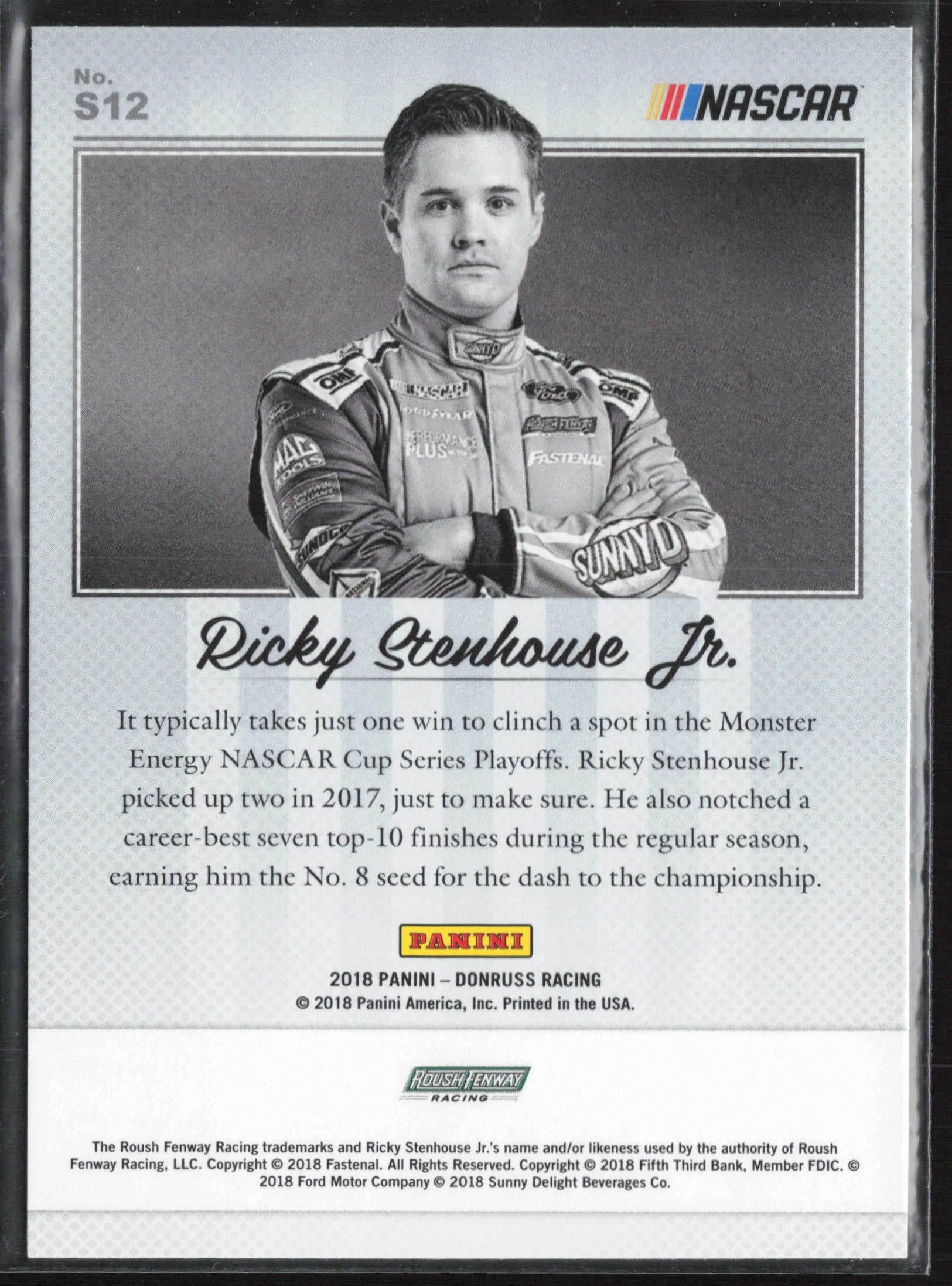 2018 Donruss #S12 Ricky Stenhouse Jr. Studio
