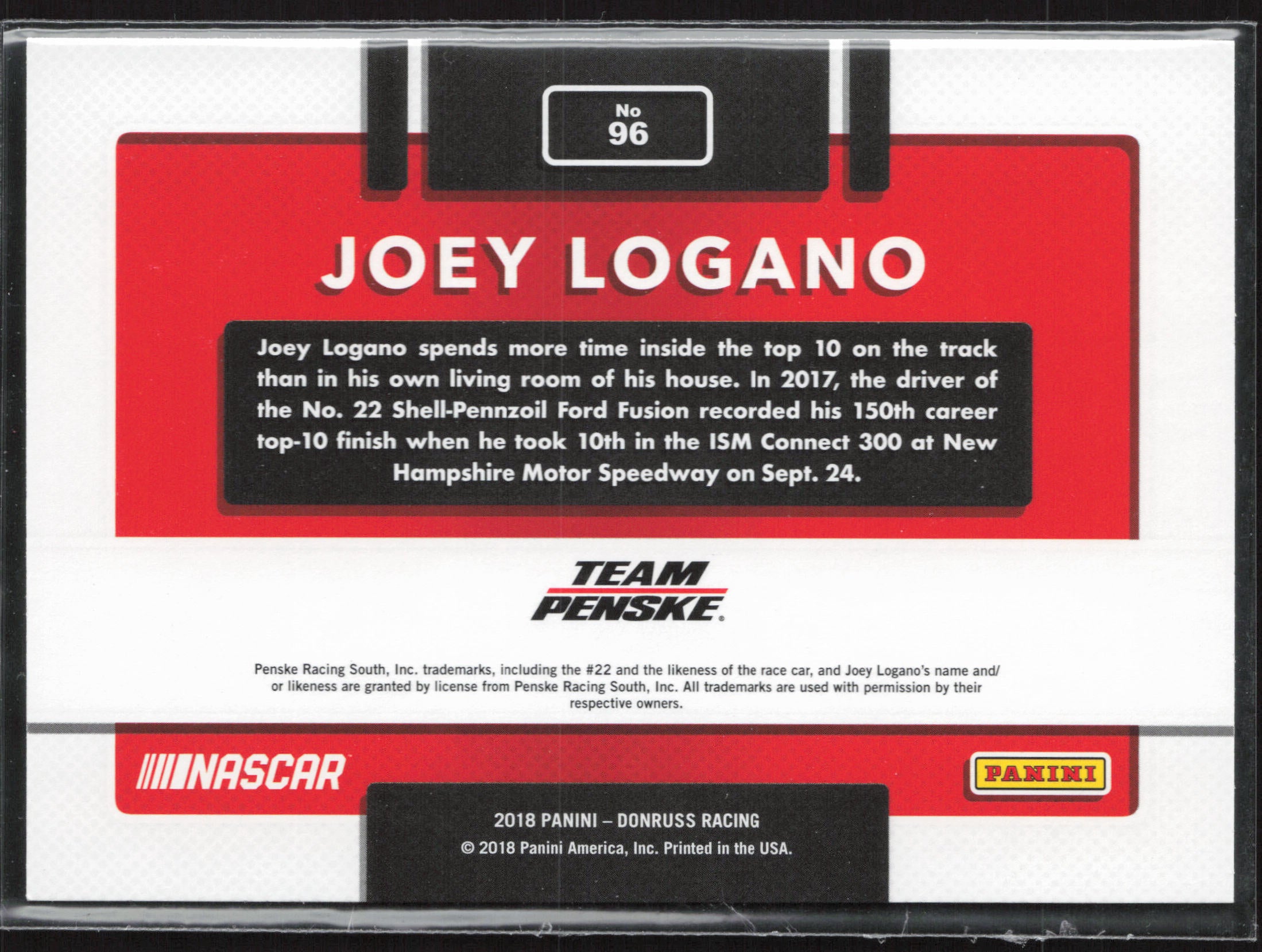 2018 Donruss #96 Joey Logano