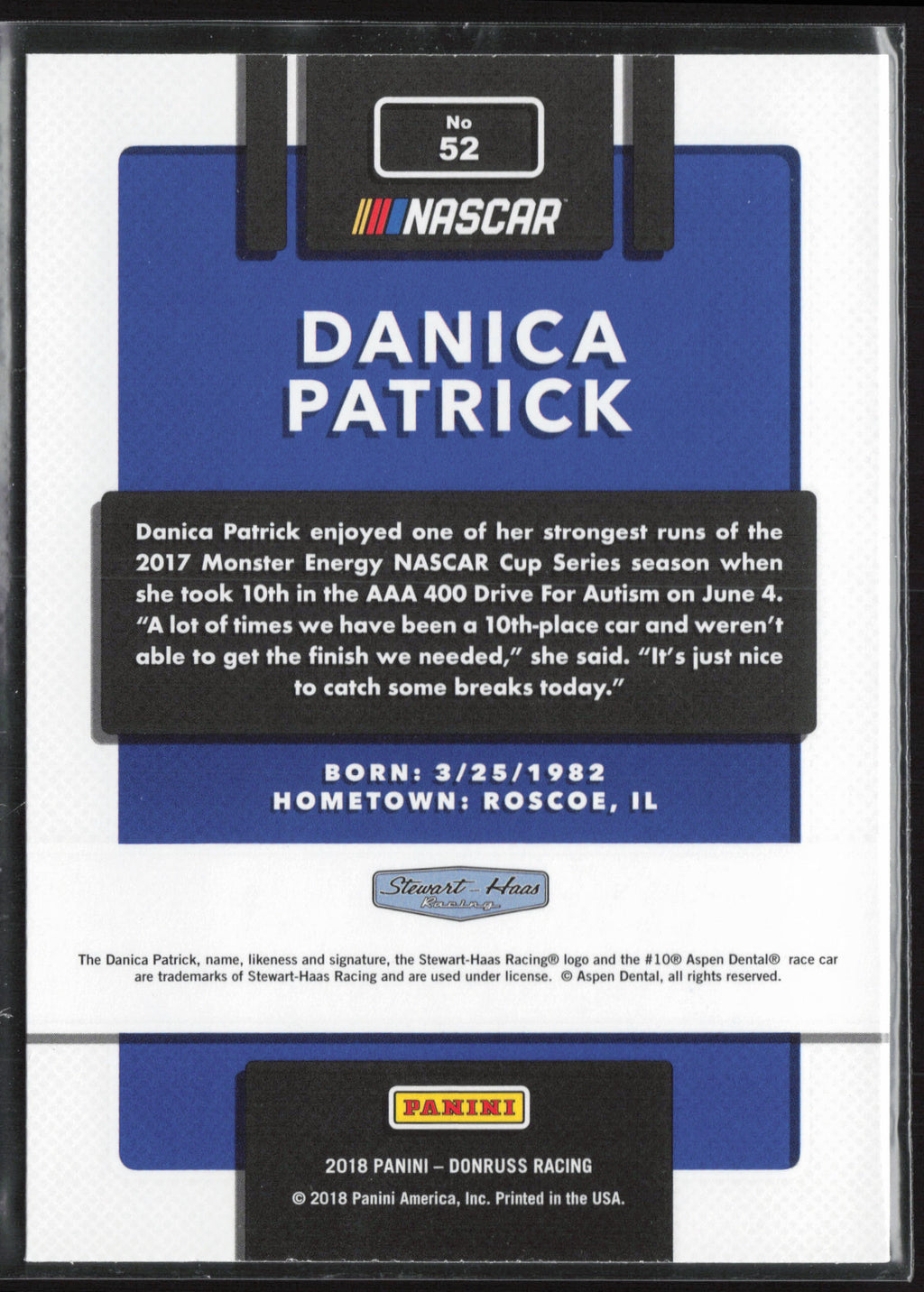 2018 Donruss #52a Danica Patrick