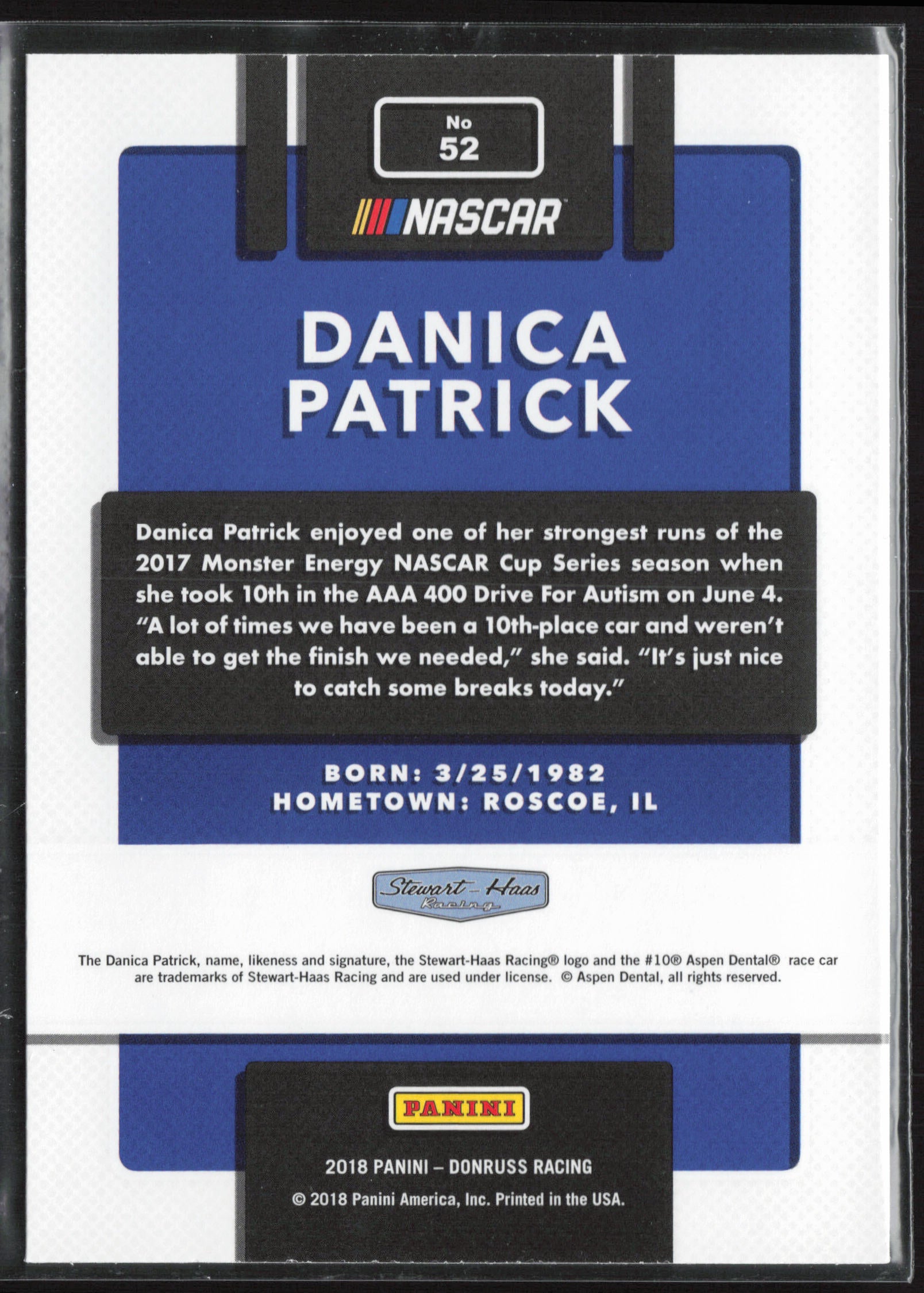 2018 Donruss #52a Danica Patrick