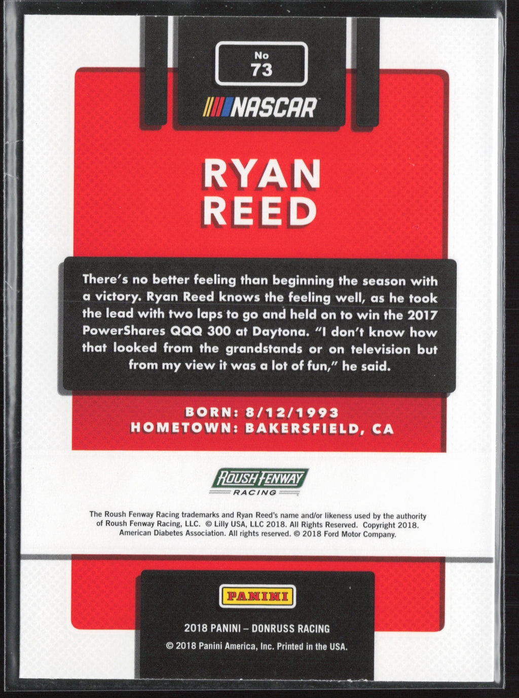 2018 Donruss #73 Ryan Reed