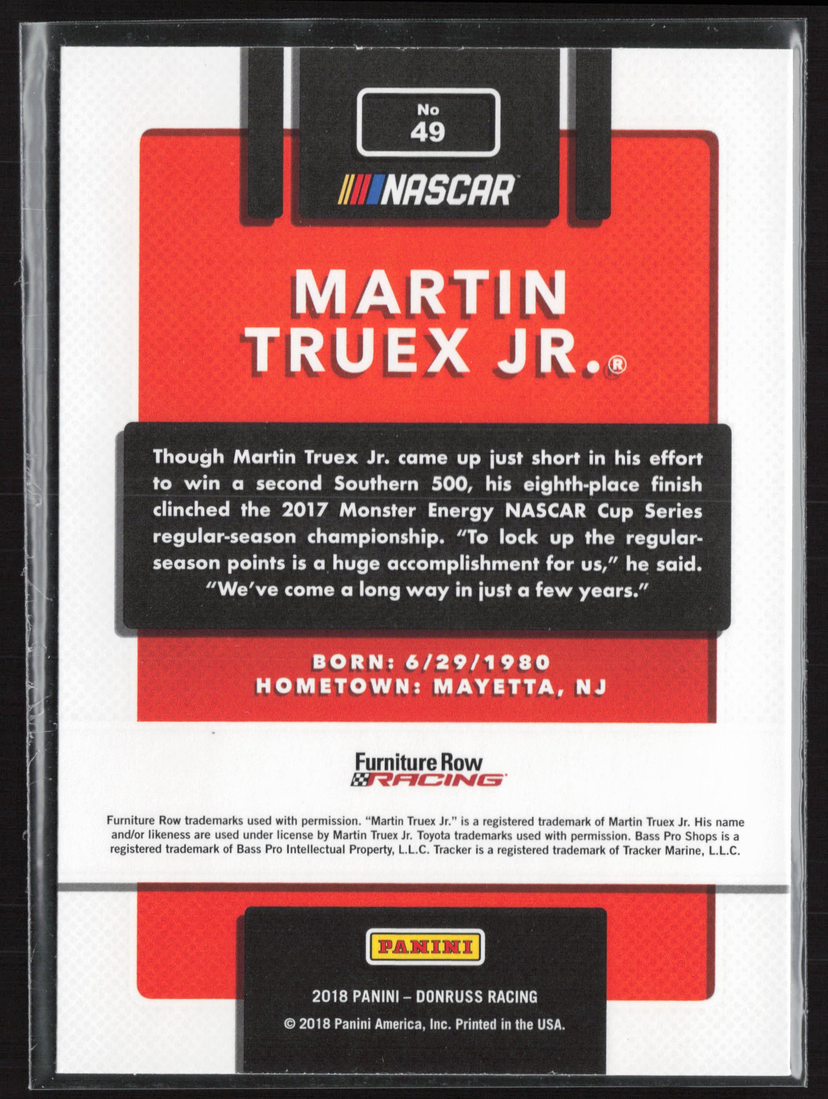 2018 Donruss #49a Martin Truex Jr.