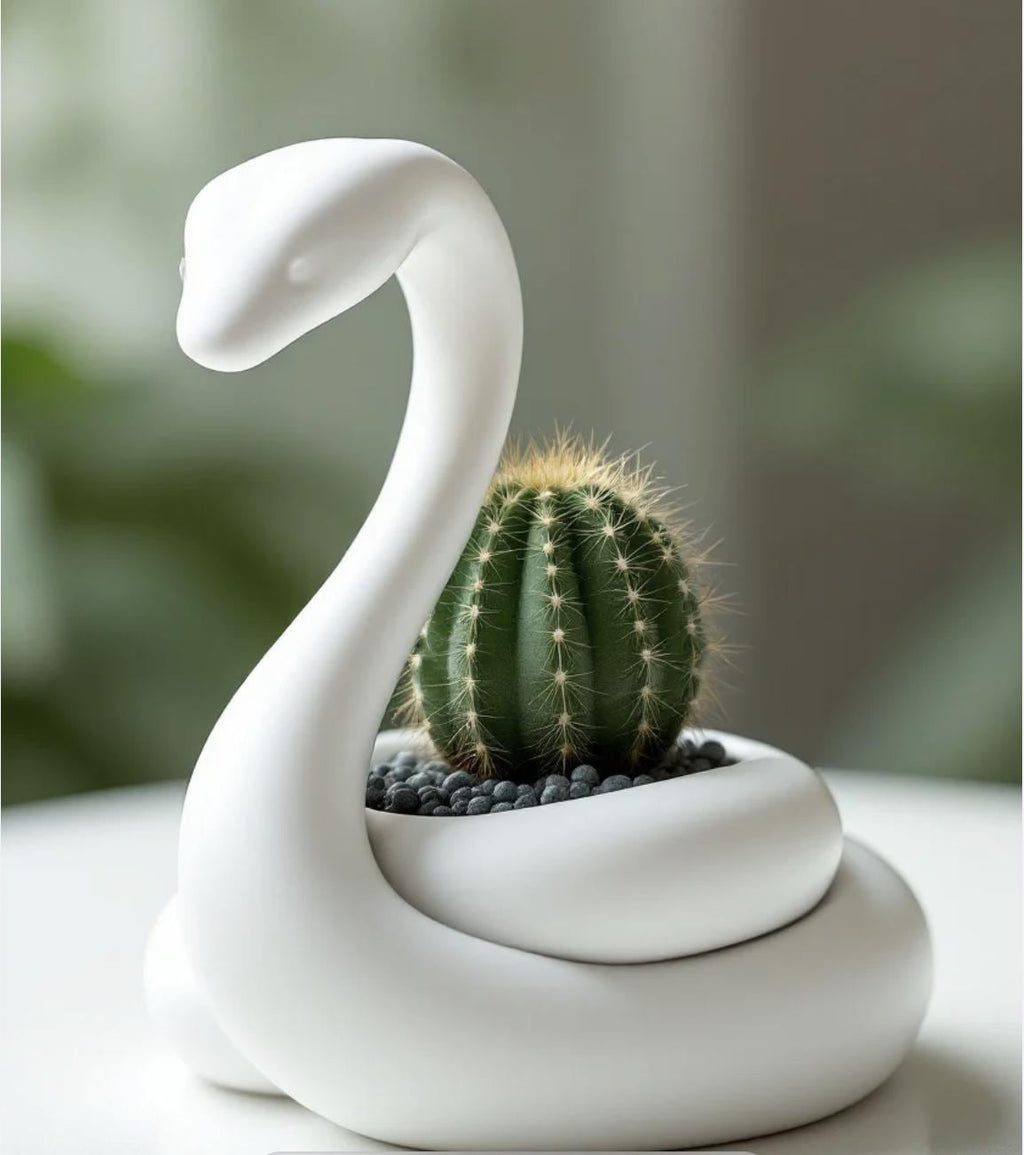 Minimalist Snake Planter – 3D Printed Modern Succulent Pot for Cactus or Air Plants
