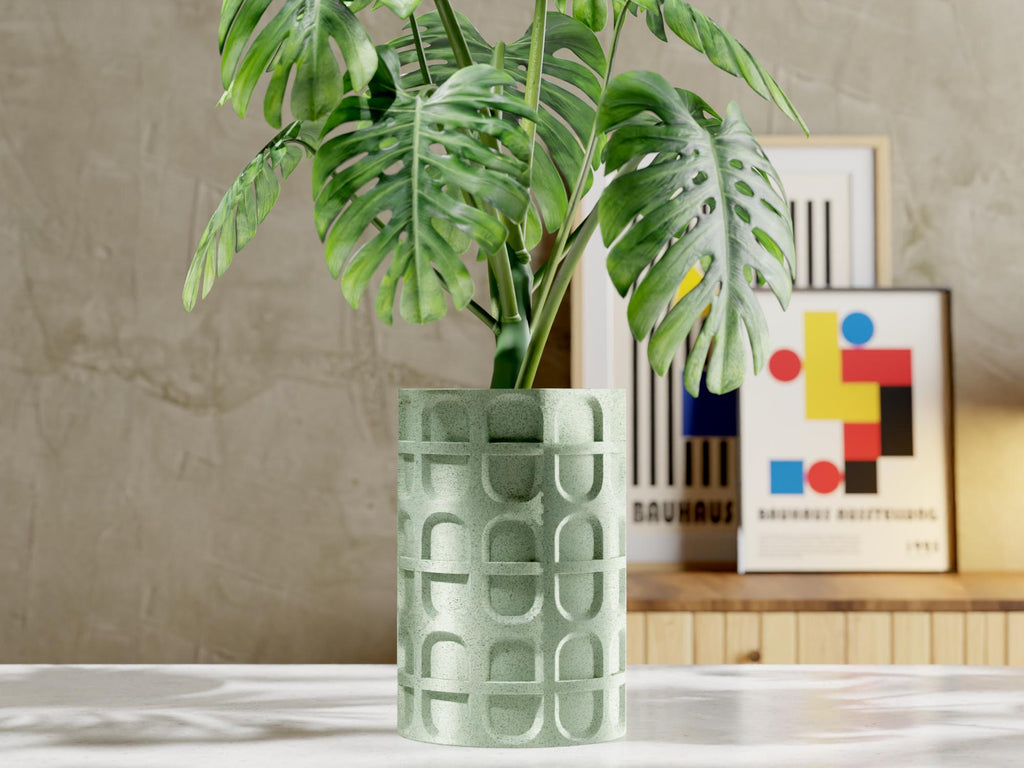 3D Printed Trellis Planter: Modern Geometric Medium Plant Pot with Drainage