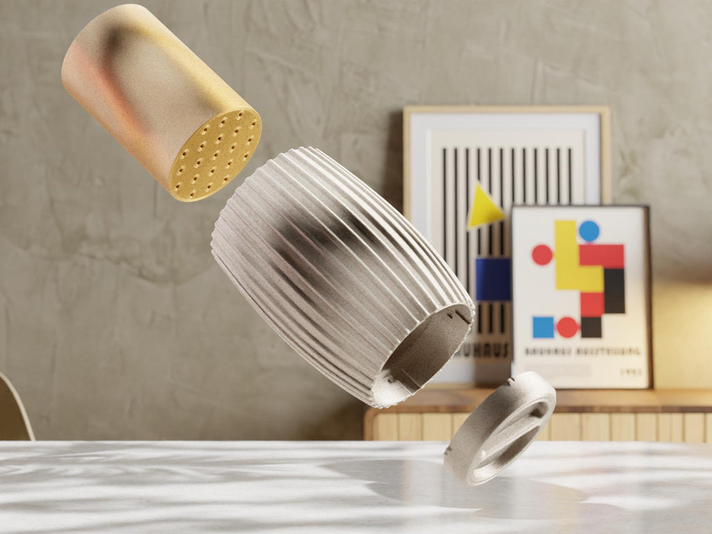 Linea Medium Planter Set – Modern Ribbed Pot with Drainage & Water Tray | Modular EvolvePlanter System