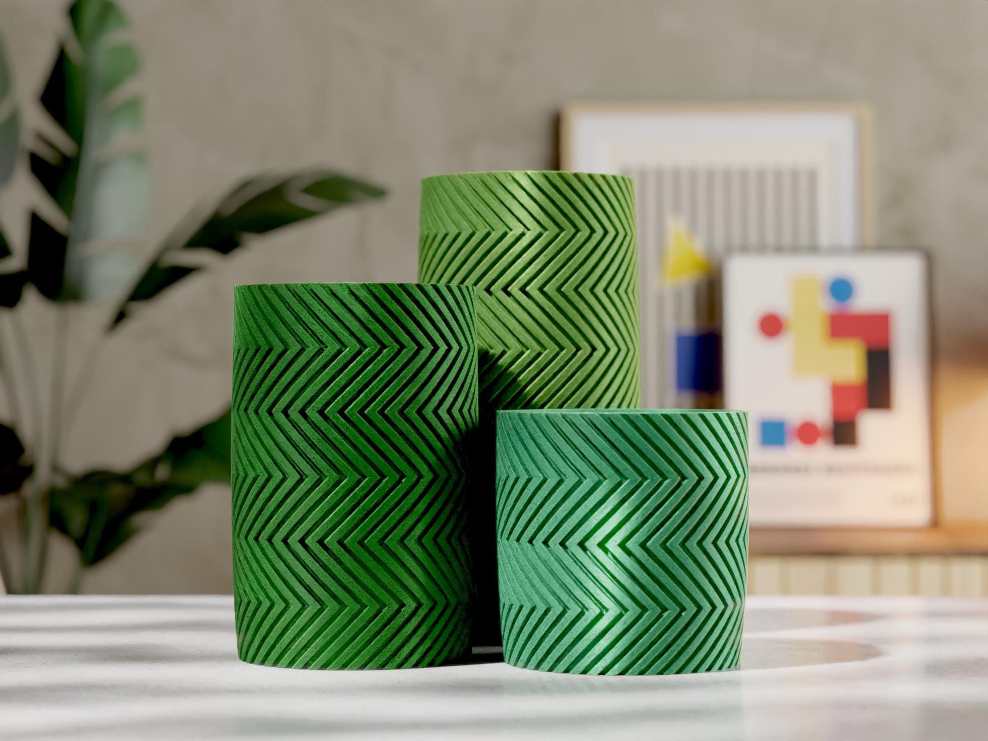 3D Printed Herringbone Small Planter: Modular EvolvePlanter System