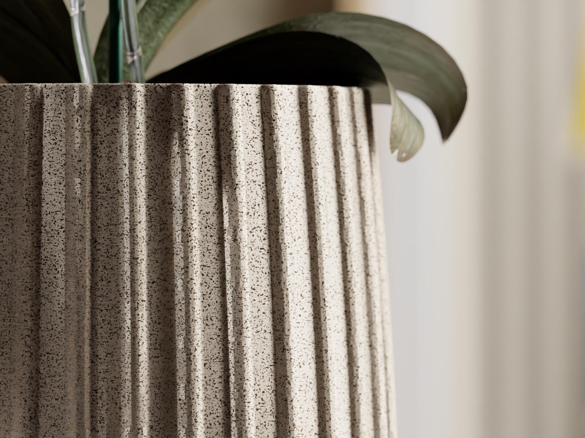 Linea Tall Ribbed Planter Set: Modern Vertical Design with Drainage