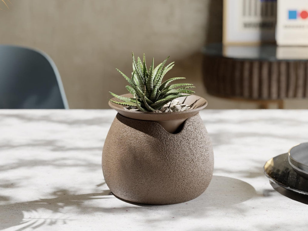AquaFlora Self-Watering Planter – Modern 3D Printed Pot with Built-In Reservoir | Minimalist Indoor Plant Pot