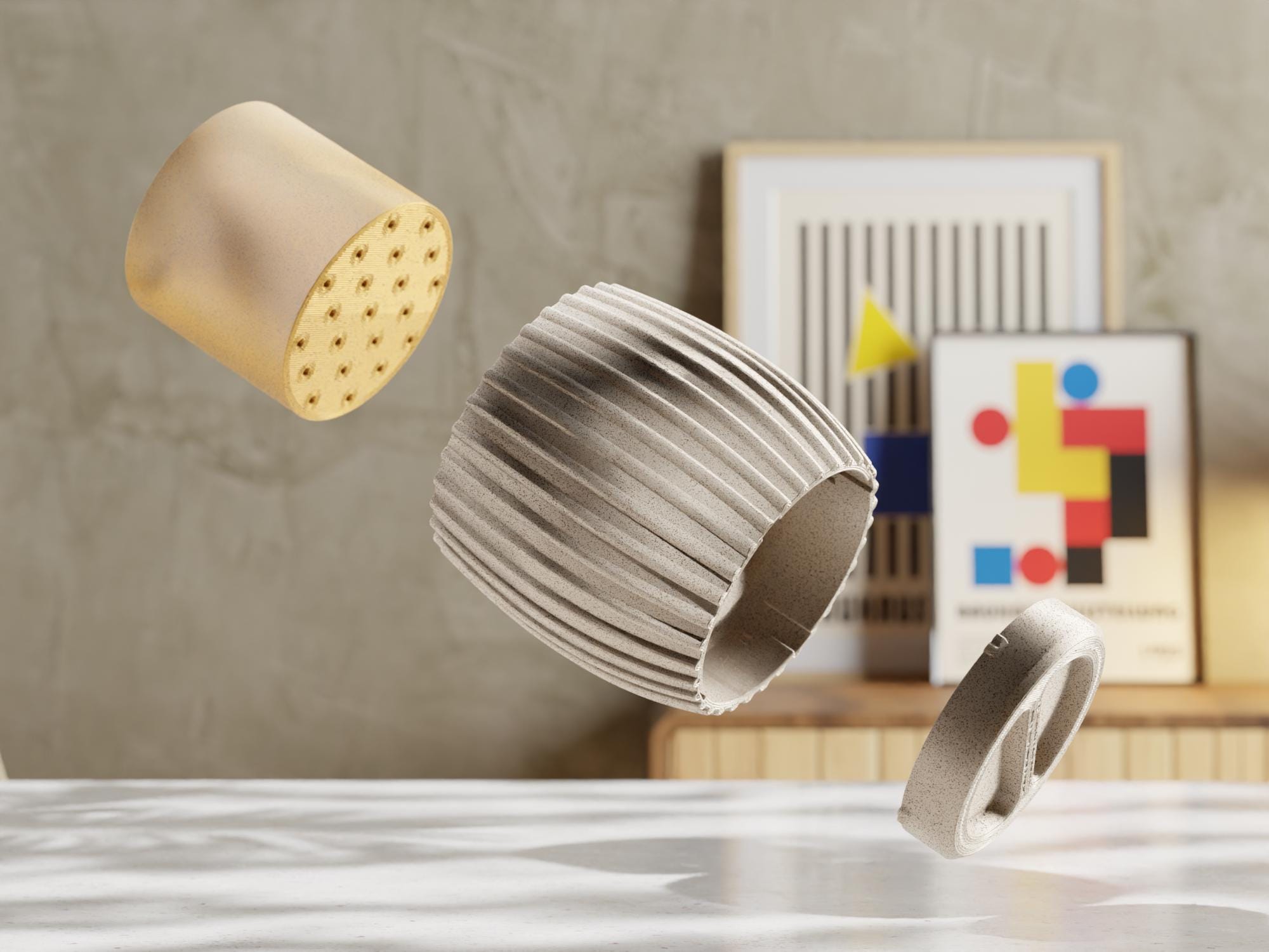 Linea Small Planter Set – Modern Ribbed Pot with Drainage & Water Tray | Modular EvolvePlanter Design