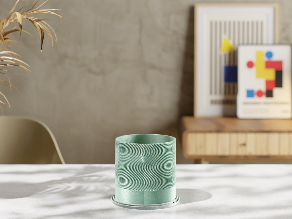 Wave Pattern Planter with Base: Modern Indoor Plant Pot