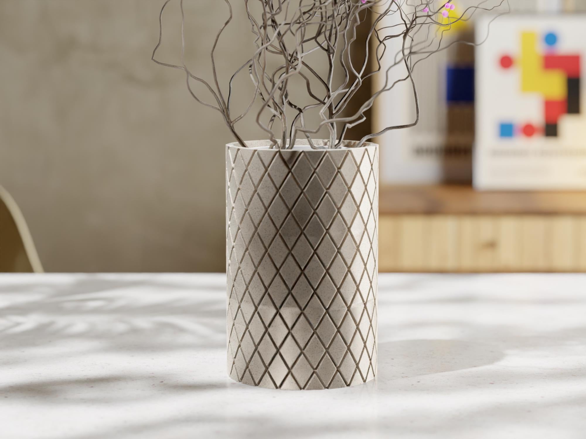 3D Printed Geometric Medium Planter: Modern Plant Pot with Drainage
