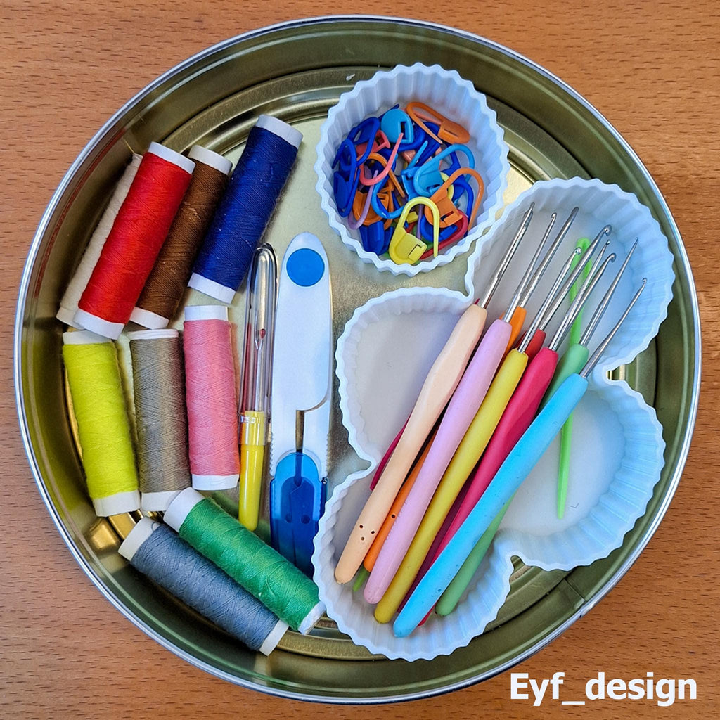 Butter Cookie Tin Organizer: Sewing & Craft Storage - Upcycled Danish Tin
