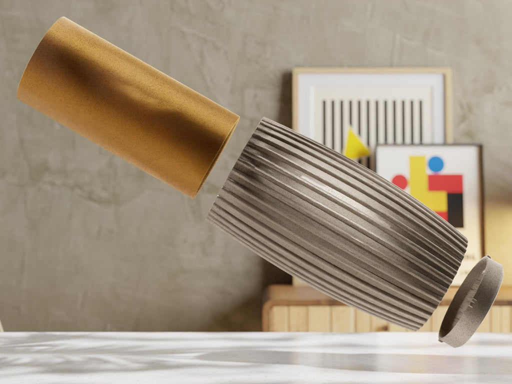 Linea Tall Ribbed Planter Set: Modern Vertical Design with Drainage