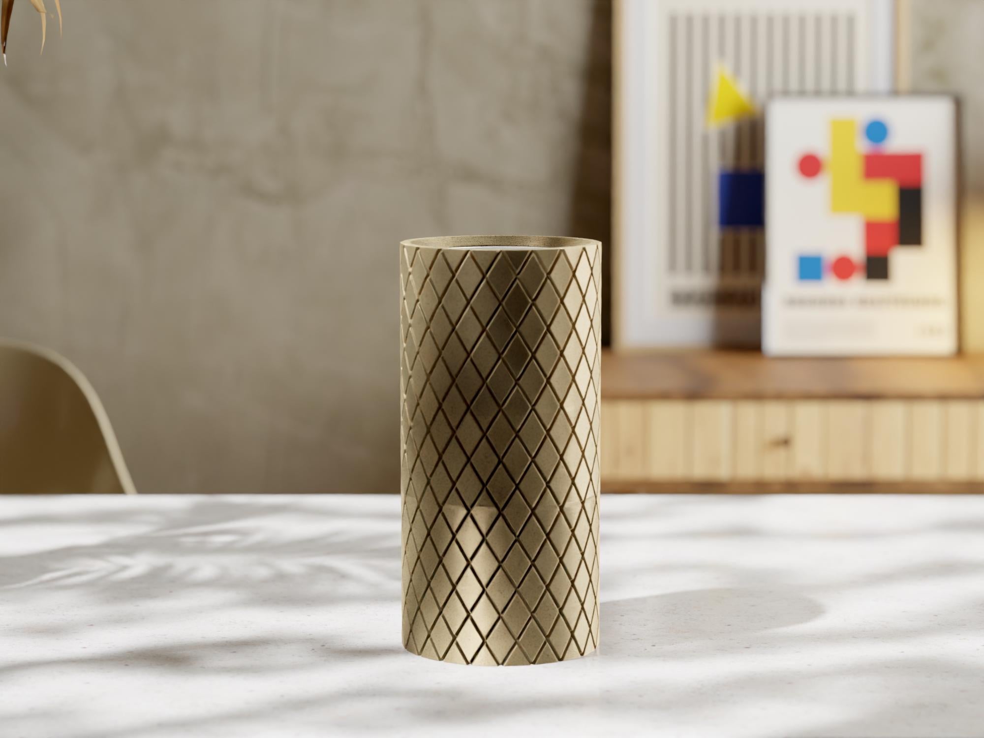 3D Printed Tall Planter: Geometric Indoor Plant Pot with Drainage