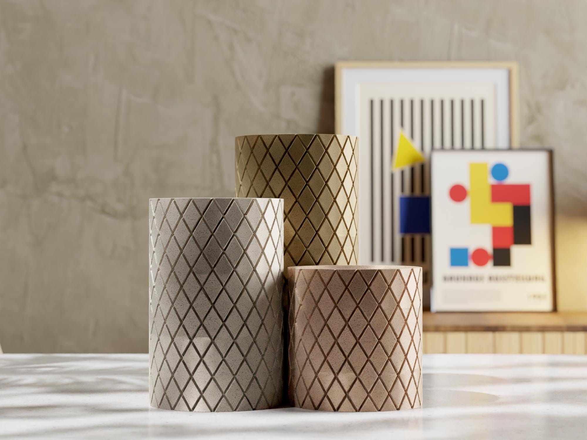 3D Printed Tall Planter: Geometric Indoor Plant Pot with Drainage